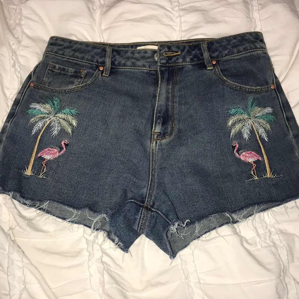 Embroidery jean shorts